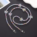 Pastel beaded crossbody phone strap with iridescent bow charms and metal clasps - Colorful Bowknot Beaded Style (K034)