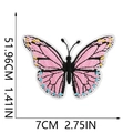 Detailed pink butterfly embroidery patch showing exact dimensions of 7cm width - Functional Pink Butterfly (C19HD-09-40)