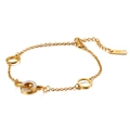 Women's 14K gold-plated stainless steel chain bracelet with a pave diamond-set O-ring charm - Interlocking Double Circles Zirconia Style (KB117820-KSP) / Gold