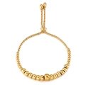 Bracciale a sfere dorate regolabile con sfere lucide e chiusura a scorrimento sicura - Bracciale Regolabile Con Perline / Oro (KB145335-Z)