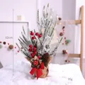 Detailed 32cm mini Christmas tree with frosted snow berries and pine cones for desks - Style E 32cm