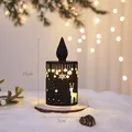 Black Christmas lantern with reindeer snowflake cutouts and warm LED light 15x7cm - 15CM / Small Black