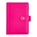 Rose red leather loose-leaf notebook with litchi texture and metal snap button closure - Case Only-Rose Red