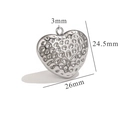 Polished silver hammered texture heart pendant in stainless steel with 26mm width - R230-Silver-Wave Texture