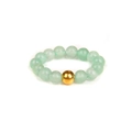Detail of beaded ring featuring 14 green natural stones and a central 18K gold bead - Light Green (FN0188)