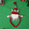 Serre-tête de Noël avec gnome en peluche et bonnet tricoté sur fond vert festif - Style Elfe / Rouge/Vert/Blanc
