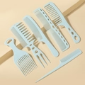 Set van 6 lichtblauwe professionele haarkammen inclusief grove tanden en puntkammen - Hemelsblauw