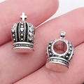 Silver crown large hole charm beads with vintage texture for DIY jewelry making - 1pc Crown Large Hole Bead (Irregular)
