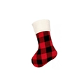 Christmas stocking with red and black plaid pattern and white knitted cuff for gift bag - Red Plaid Body with White Knit Cuff