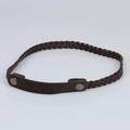 Dark brown braided leather accessory with metal snap fasteners for hats and DIY crafts - 56-58cm / Dark Brown Woven Metal Buckle Decorative Strap (AB07)