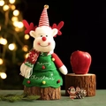 Peluche de reno navideño con disfraz de árbol verde y bordado Merry Christmas - Bolsa de Regalo de Reno