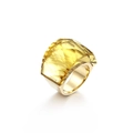 Exaggerated 18K gold plated stainless steel ring featuring a large yellow crystal stone - Gold Yellow (KR37555-K)