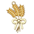 Golden wheat stalks charm with a bow decoration for DIY jewelry making and keychains - 34x20mm Bowknot Wheat Ear (20293)