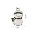 Detail view of a 2.1x1.2cm Christmas snowman pendant with green scarf and gold edges - 2379 Snowman Green Hat