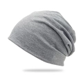 Γκρι πλεκτός σκούφος Beanie χειμερινός με μαλακή θερμική επένδυση και σχέδιο χωρίς ραφές - Λεπτό Στυλ / Ανοιχτό γκρι