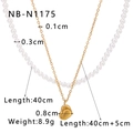 Double layer necklace with white pearl chain and golden heart pendant in 18k gold finish - Heart Pendant Double Layer Chain (NB-N1175)