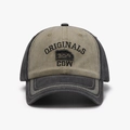 Vintage-Baseballkappe aus gewaschenem Canvas in Khaki und Anthrazit mit Stickerei - Verstellbar / Schwarz