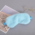 Light blue faux fur sleep mask with elastic satin strap for soft and cozy light blocking - Blue
