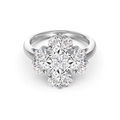 S925 sterling silver ring with four heart-shaped stones forming a clover pattern - White Gold With White Zirconia / Size 6