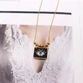 Bohemian evil eye pendant necklace with handmade beads and golden chain for women - Black