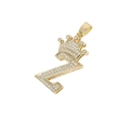 Hip hop style gold letter Z pendant with crown and micro-set sparkling zircon stones - Crown Letter Z