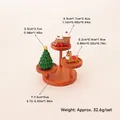 Miniature Christmas set with tree, reindeer, and train on a 3-tier wooden stand - Reindeer Set (4 Pieces)