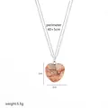 Detail view of heart-shaped natural stone necklace with size and dimension annotations - A2-11-Necklace (Beige Marble)