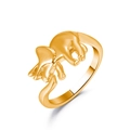 Polished golden triceratops dinosaur open ring with detailed prehistoric design - Gold Triceratops