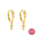 18K vergulde S925 sterling zilveren oorringen met zirkonia versierde ruitvormige hangers - 925 zilver / Ruit Zirkonia Hanger Ring (Goud #4)