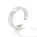 Detail view of adjustable ring showing 2.1cm diameter and baguette-cut zircons - One Size / R00186-34/Rectangular Zirconia Pavé / Silver
