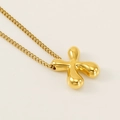 Elegant gold bubble letter X pendant necklace in titanium steel for women's jewelry - Letter X