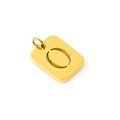 Golden rectangular stainless steel pendant with hollow oval cutout design - Letter O (O-Pendant)