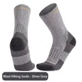 Silver-grey merino wool hiking socks with cushioned heel and support stripes - 354 Silver Grey