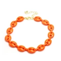 Bohemian orange resin coffee bean chain bracelet with golden lobster clasp and link - Orange