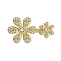 Luxurious S925 sterling silver ring with twin flower design and cubic zirconia pavé - Adjustable Open / Gold