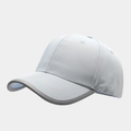 Detail view of light blue baseball cap with grey piping and breathable top eyelets - Light Blue