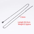 1.5mm thin black stainless steel chain necklace with lobster clasp and extension chain - 1.5mm - 50cm + 5cm
