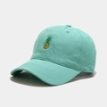 Detailed embroidery of a pineapple on a fresh mint green cotton baseball cap - M (56-58cm) / Teal