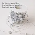 Silver star bead garland roll 10m for Christmas tree and festive cake decoration - Silver Star Beaded Garland 10m