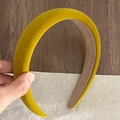 Plush mustard yellow velvet padded headband for women with a vintage thick sponge design - 3cm / Turmeric