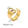 Adjustable 18K gold plated titanium steel ring featuring a bold uppercase letter S design - Letter S