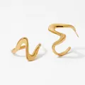 Chic golden stainless steel irregular wave spiral earrings with a high-polished finish - Gold (KD3158)