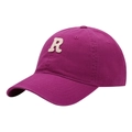 Deep magenta baseball cap featuring a cream chenille R patch and curved brim design - Adult Adjustable / Orchid