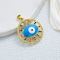 Gold plated evil eye pendant with colorful zircon stones on textured white surface - D3544JC Pendant 3