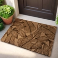 Zerbino in fibra di cocco naturale marrone con foglie per l'ingresso - 100*150cm / Ombra di Foglia Rilassata