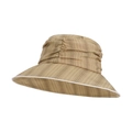 Khaki Sommer Sonnenhut mit dunkelbraunen Streifen und elegantem Faltenrand für Damen - Khaki