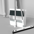 Set scopa e paletta minimalista bianco e grigio con pettine di pulizia integrato - Set Scopa E Paletta Pieghevoli + Tergivetro Bianco 3 Pezzi