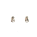 Pendientes de botón plateados con cristal de circonita brillante para mujer - A138-29 Diamante de Imitación Blanco