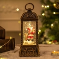 Lanterna natalizia vintage dorata con Babbo Natale e decorazione con glitter - Stile Babbo Natale e Renna Vintage