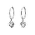 Elegante S925 Sterling Silber Herz Ohrringe mit funkelnden Zirkonia Steinen besetzt - Platin (Stil B-Texturiertes Herz)